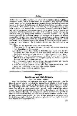 Umschau : Sozialismus und Einheitsschule