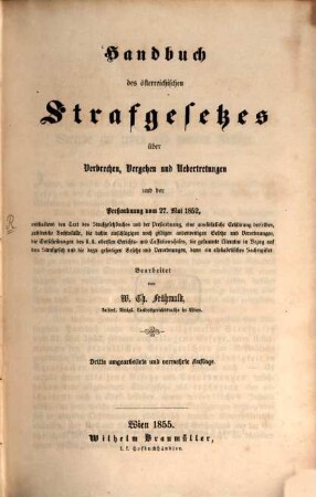Handbuch des österreichischen Strafrechtes. 1