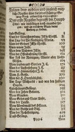Das erste Register begreifft die Haupt-Titul/ wie dieselbigen nach einander folgen/ und an welchem Blate derer Anfang zu finden.