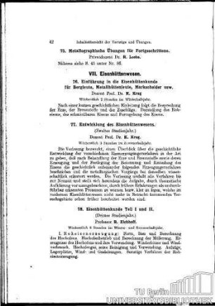 VIII. Eisenhüttenwesen