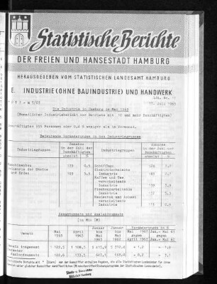 Die Industrie in Hamburg im Mai 1963 : Lfd. Nr. 17