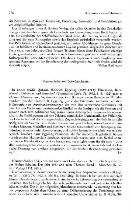 Rezensionen und Hinweise : Wissenschafts- und Schulgeschichte