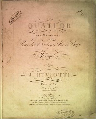 Quatuor en mi mineur pour deux violons, alto et basse