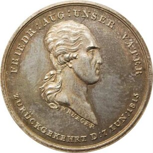 König Friedrich August I. - Medaille der Stadt Pirna auf seine Rückkehr