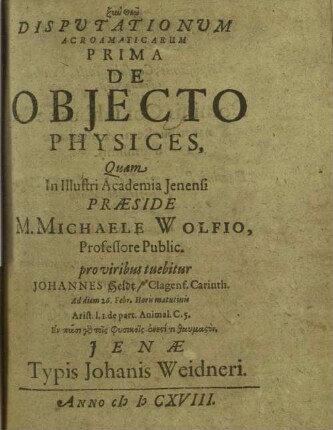 De objecto physices