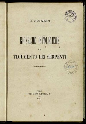Ricerche Istologiche Sul Tegumento Dei Serpenti