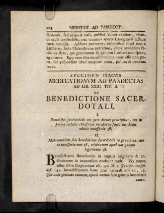 104-116, Sp. 298. De Benedictione sacerdotali