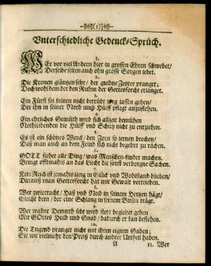 Unterschiedliche Gedenck-Sprüch.