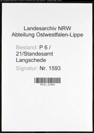 Sterberegister Standesamt Langschede