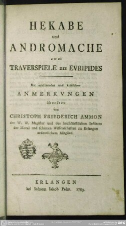 Hekabe und Andromache : zwei Trauerspiele