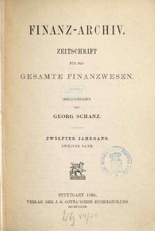 FinanzArchiv : European journal of public finance. 12,[2]. 1895