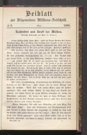 Beiblatt N°. 3. Mai. 1896