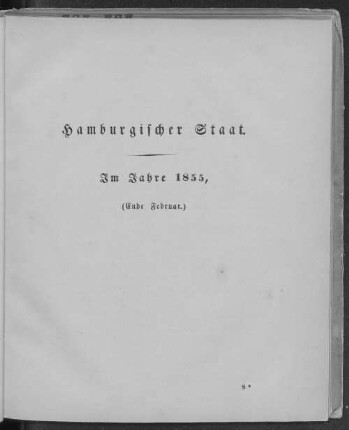 Hamburgischer Staat. Im Jahre 1855, (Ende Februar.)