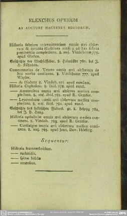 Elenchus Operum Ab Aucture Hactenus Editorum