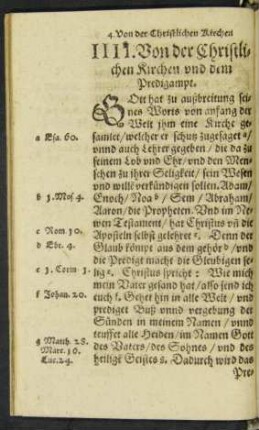 IIII. Von der Christlichen Kirchen und dem Predigampt.