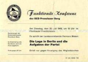 Einladung zu einer Funktionärskonferenz der SED