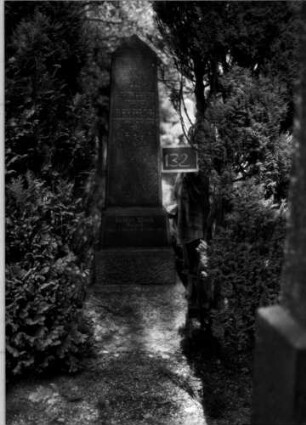 Grabstein 132 (Index: 100109809) Material: Granit Zustand: gut Maße HxBxT: 185x42x26 cm Beschreibung: Obelisk, getreppter Sockel: Grabstein 132
