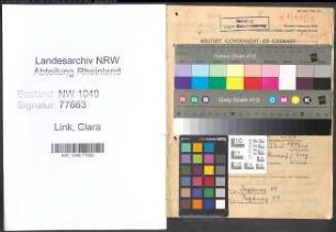Entnazifizierung Clara Link , geb. 03.11.1907 (Gewerbelehrerin)