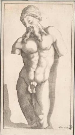 Torso eines bärtigen Mannes, Abb. 11 aus: Disegni intagliati in rame di pitture antiche ritrovate nelle scavazioni di Resina, Neapel 1746