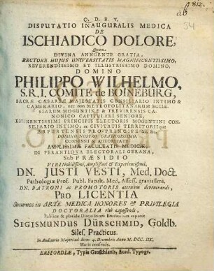 Disputatio Inauguralis Medica De Ischiadico Dolore