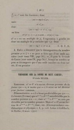 Théorème sur la somme de deux carrés.