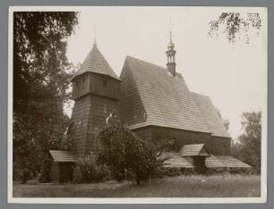 Oberschlesien. Mikultschütz. Ansicht der alten Schrotholzkirche aus dem 16 Jh.