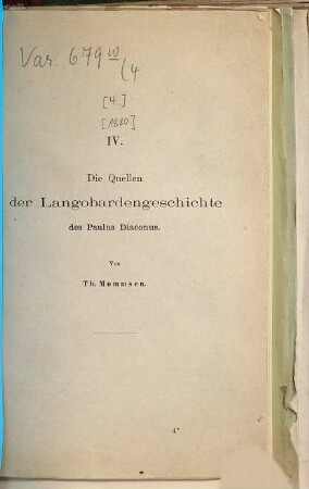 Die Quellen der Langobardengeschichte des Paulus Diaconus