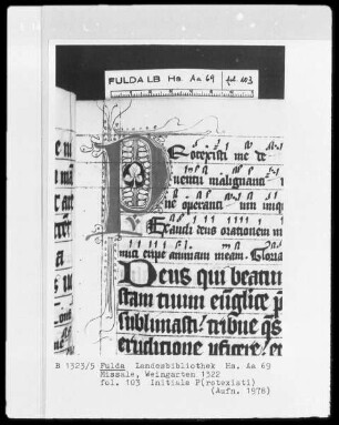 Missale — Initiale P(rotexisti), Folio 103recto