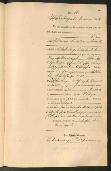 Standesamtsbuch der Stadt Aschaffenburg: Geburten 365/1900 - 184/1901