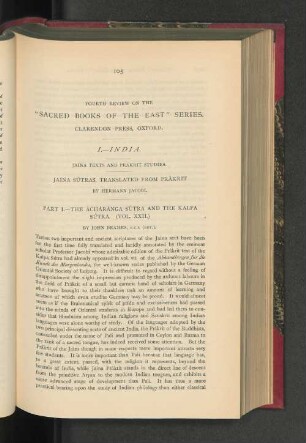 Fourth Review on the "Sacred Books of the East" Series. I. India.