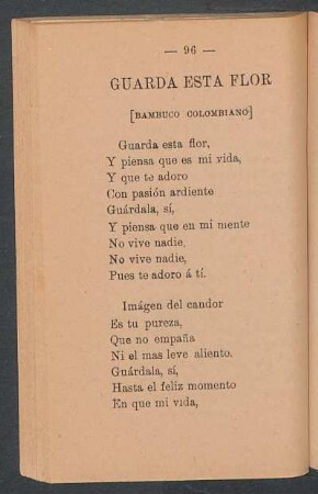 Guarda esta flor : [Bambuco colombiano]