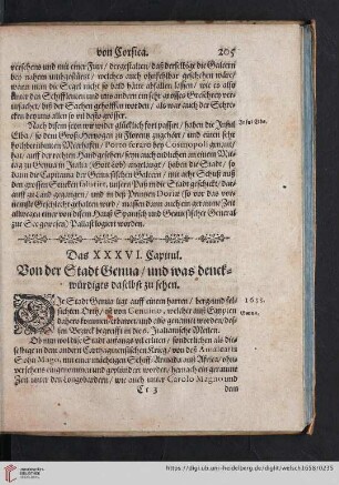 Das XXXVI. Capitul: Von der Stadt Genua / und was denckwürdiges daselbst zu sehen