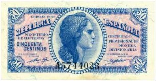 Geldschein, 50 Centimos, 1937