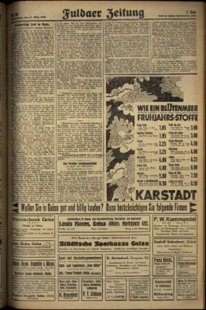 Zweite Ausgabe vom Donnerstag, den 13. März 1930.