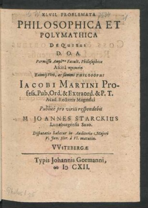 XLVII. Problemata Philosophica Et Polymathica