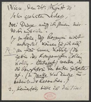 Brief an B. Schott's Söhne