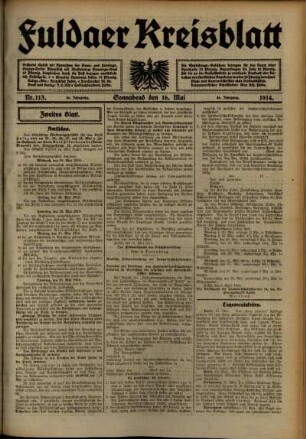 Zweite Ausgabe vom Samstag, den 16. Mai 1914.