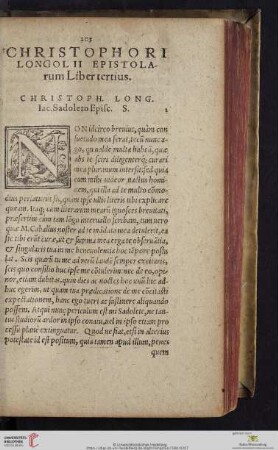 Christophori Longolii Epistolarum Liber tertius