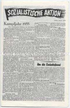 Sozialdemokratisches Exil-Blatt "Sozialistische Aktion" u.a. mit einer Liste der Opfer "Röhm-Putsches"