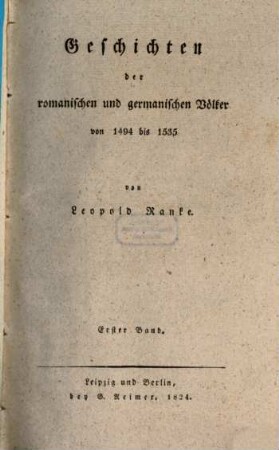 Geschichten der romanischen und germanischen Völker : von 1494 bis 1535, 1