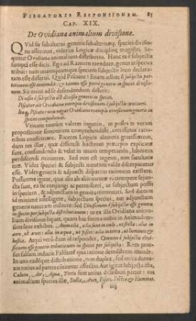Cap. XIX. De Ovidiana animalium divisione.