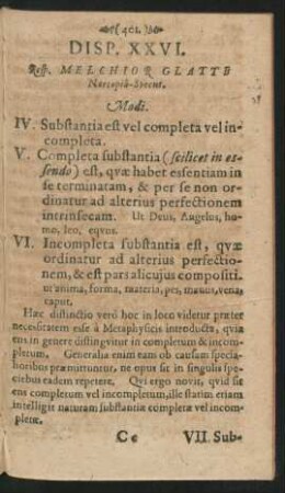 Disp. XXVI. Resp. Melchior Glatte