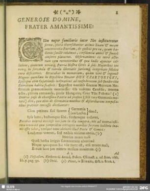 Generose Domine, Frater Amantissime!