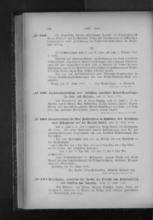No. 105 Verordnung, betreffend das Verbot der Einfuhr von Schweinefleisch und Würsten aus Amerika.