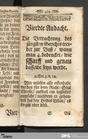 Vierdte Andacht.