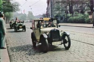 Oldtimer auf der Antonstraße, Nähe Neustädter Bahnhof zur Veteranenrallye in Dresden 1962