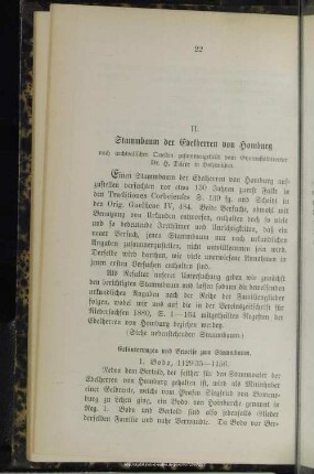 II. Stammbaum der Edelherren von Homburg : nach archivalischen Quellen zusammengestellt
