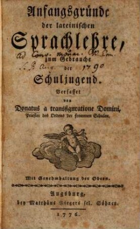 Anfangsgründe der lateinischen Sprachlehre, zum Gebrauche der Schuljugend