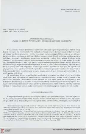 32: "Przesiewacze piasku" : uwagi na temat powstania i ewolucji histrii ogrodów