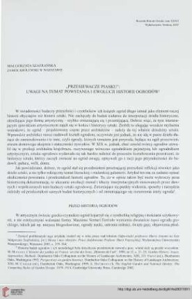 32: "Przesiewacze piasku" : uwagi na temat powstania i ewolucji histrii ogrodów
